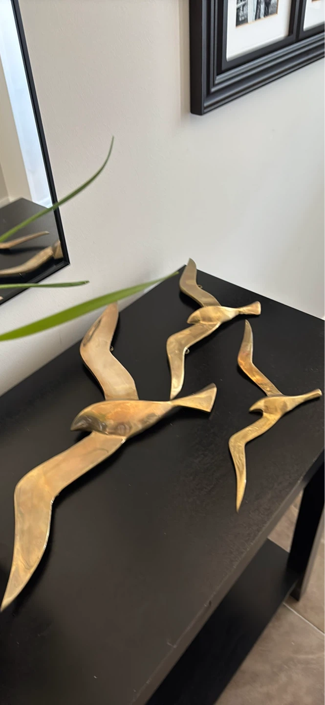 Set of 3 Brass Seagull Wall Art