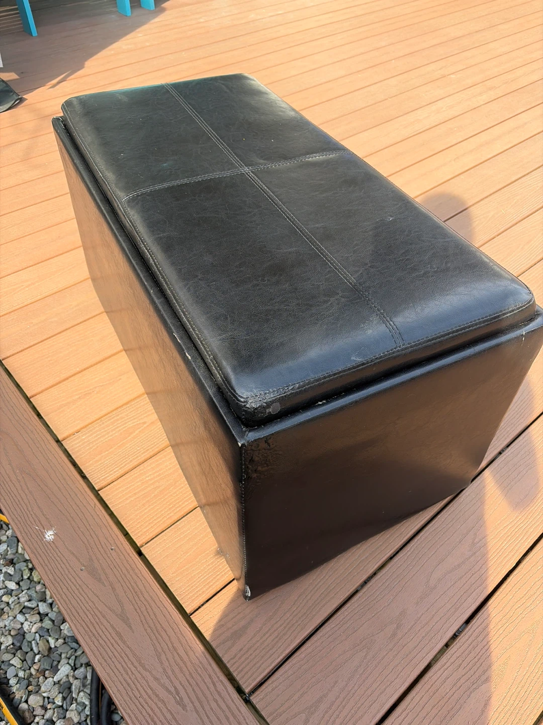 Black Faux Leather Storage Ottoman Bench - photo 3