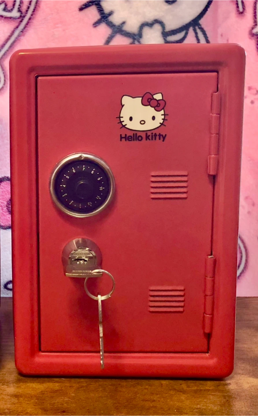NEW Hello Kitty Red Metal Bank Safe