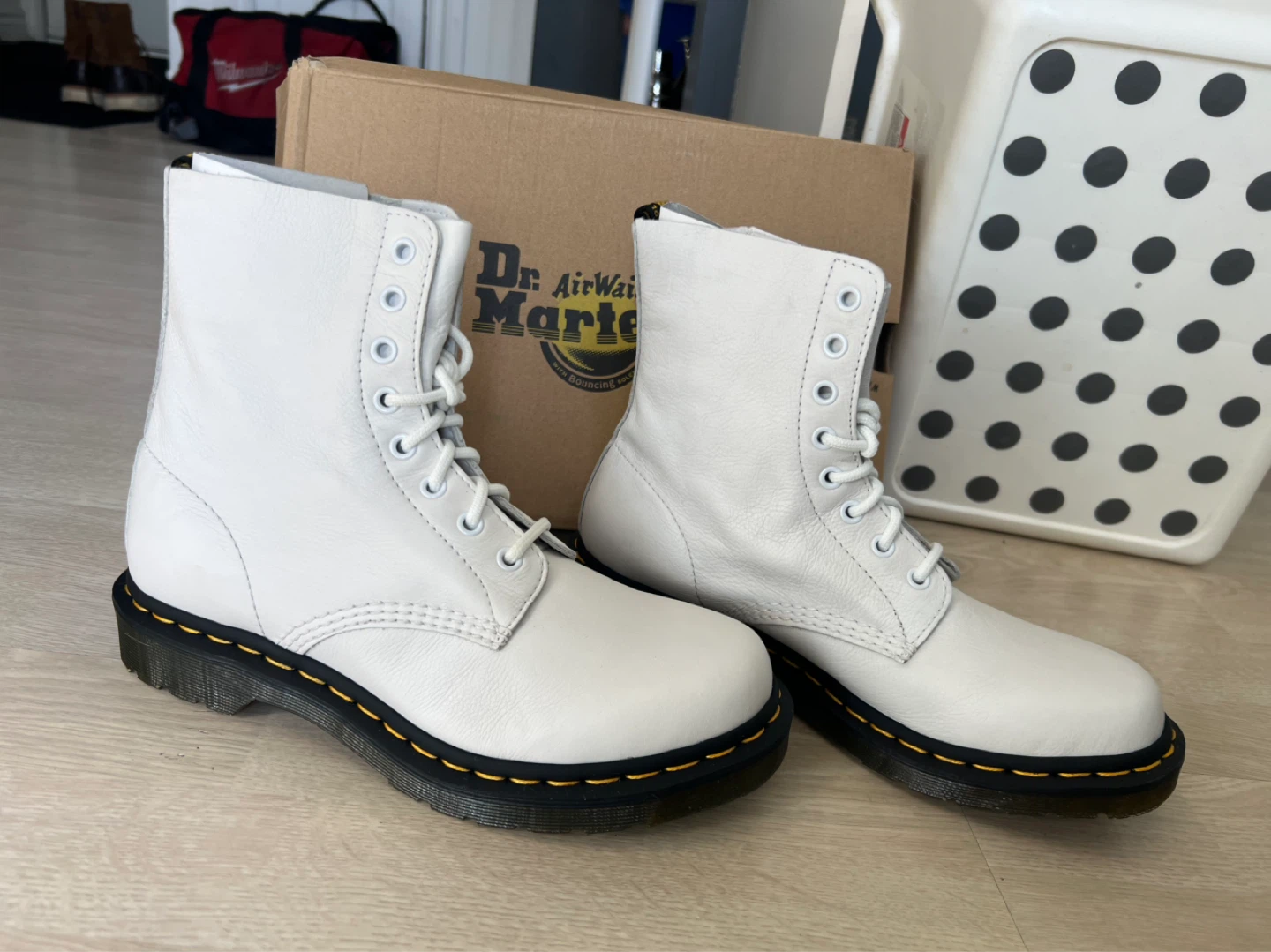 Dr. Martens 1460 Pascal Optical White Leather Boots