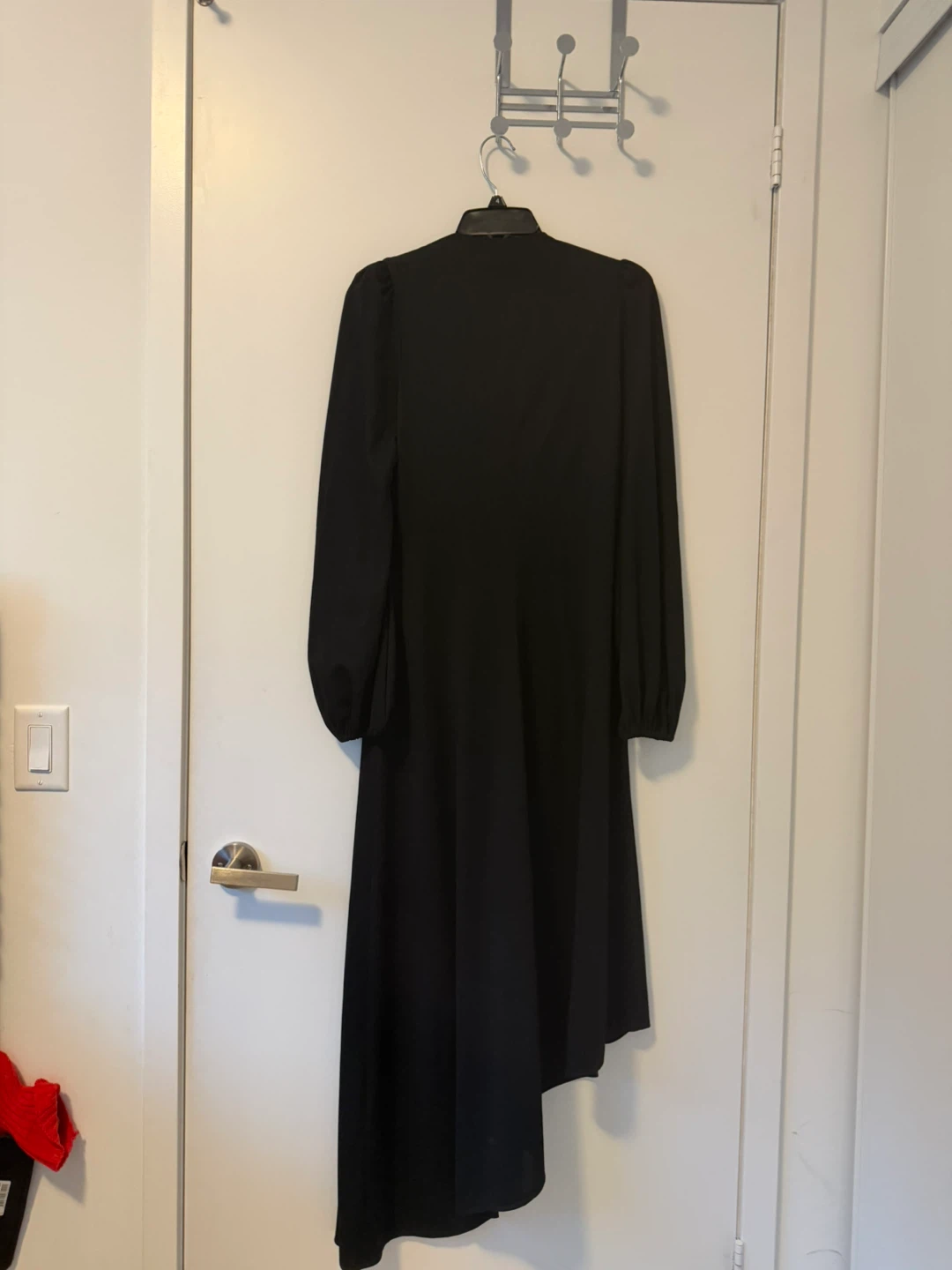 Black Midi Dress with Asymmetrical Hem - photo 2