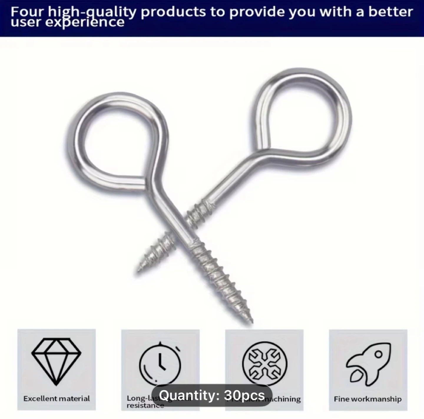20pcs Heavy Duty Screw-In Eye Hooks - 1.96 Inch - photo 5