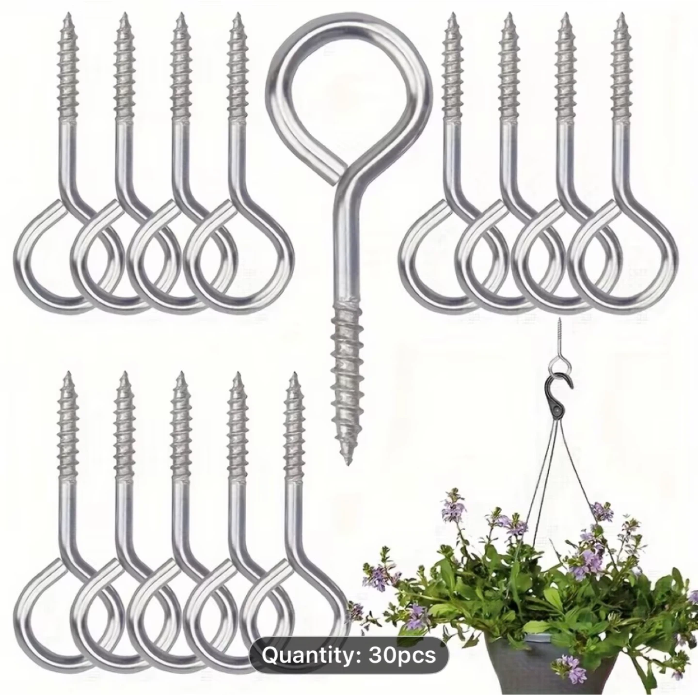 20pcs Heavy Duty Screw-In Eye Hooks - 1.96 Inch