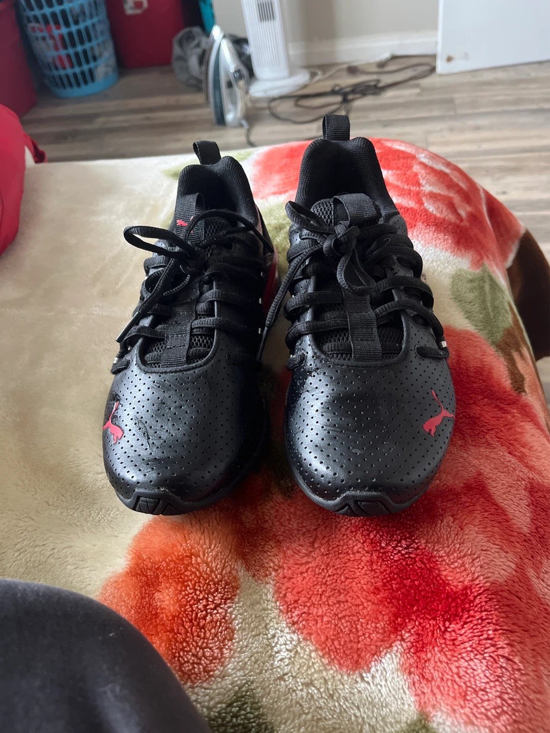 Puma Running Shoes - Black & Red - Size 4 Child