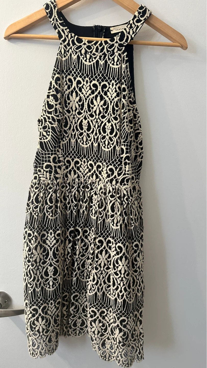 Black and Cream Lace Dress
