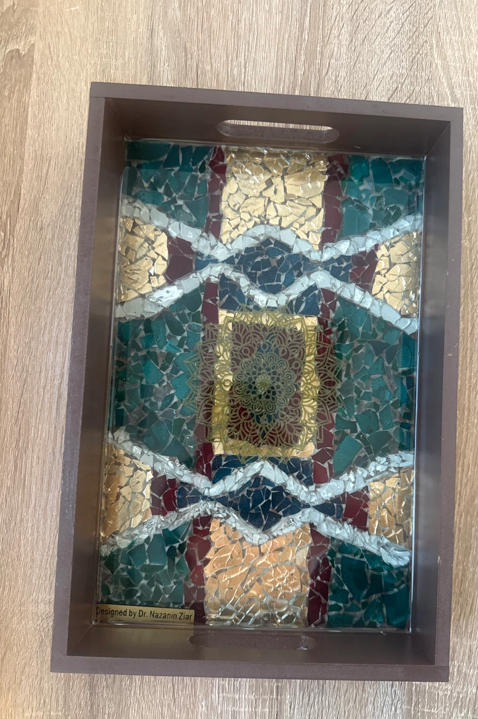 Hand made Decorative Serving Tray resin and glass - photo 2