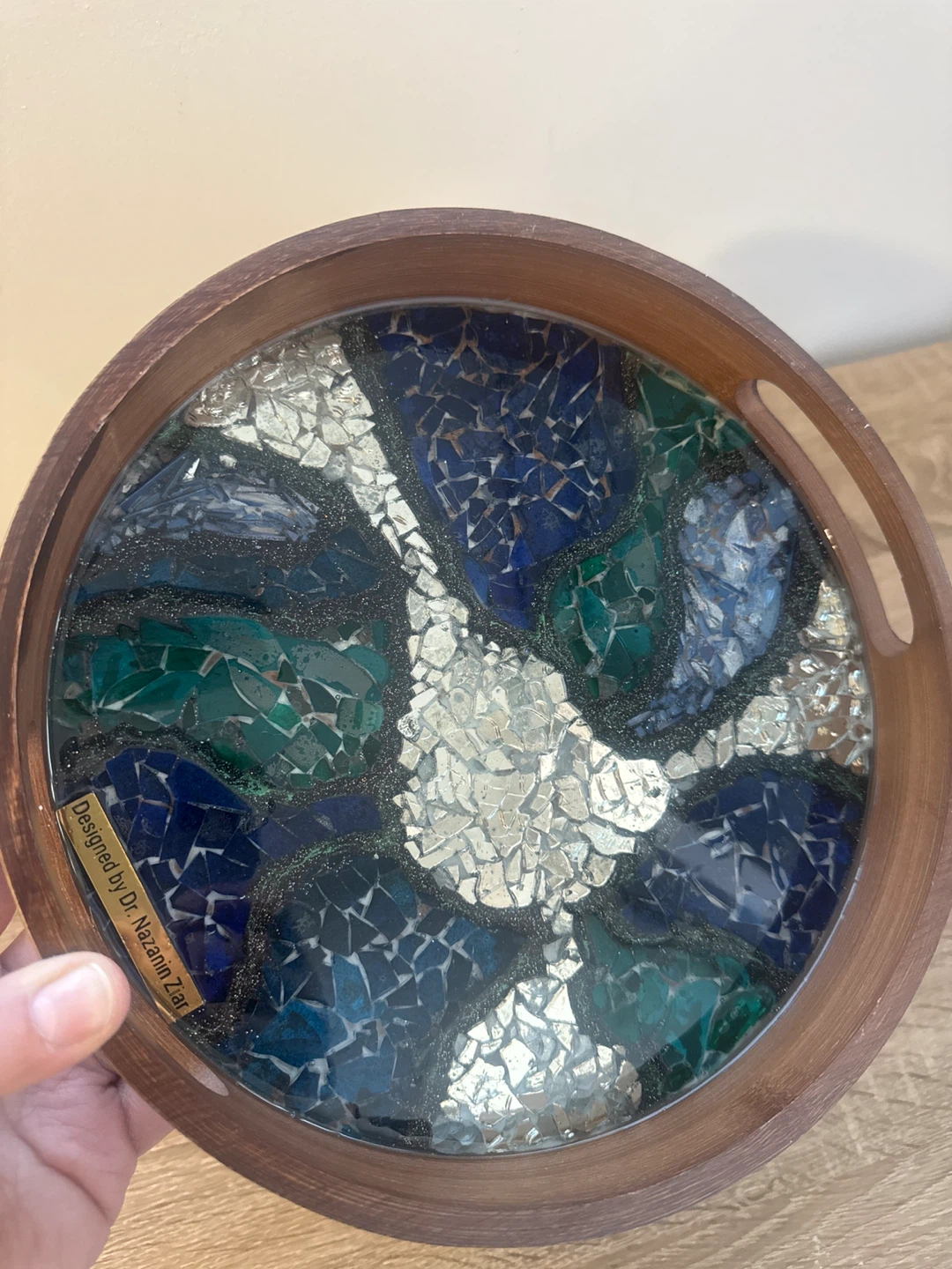 Handmade Decorative glass and resin Serving Tray