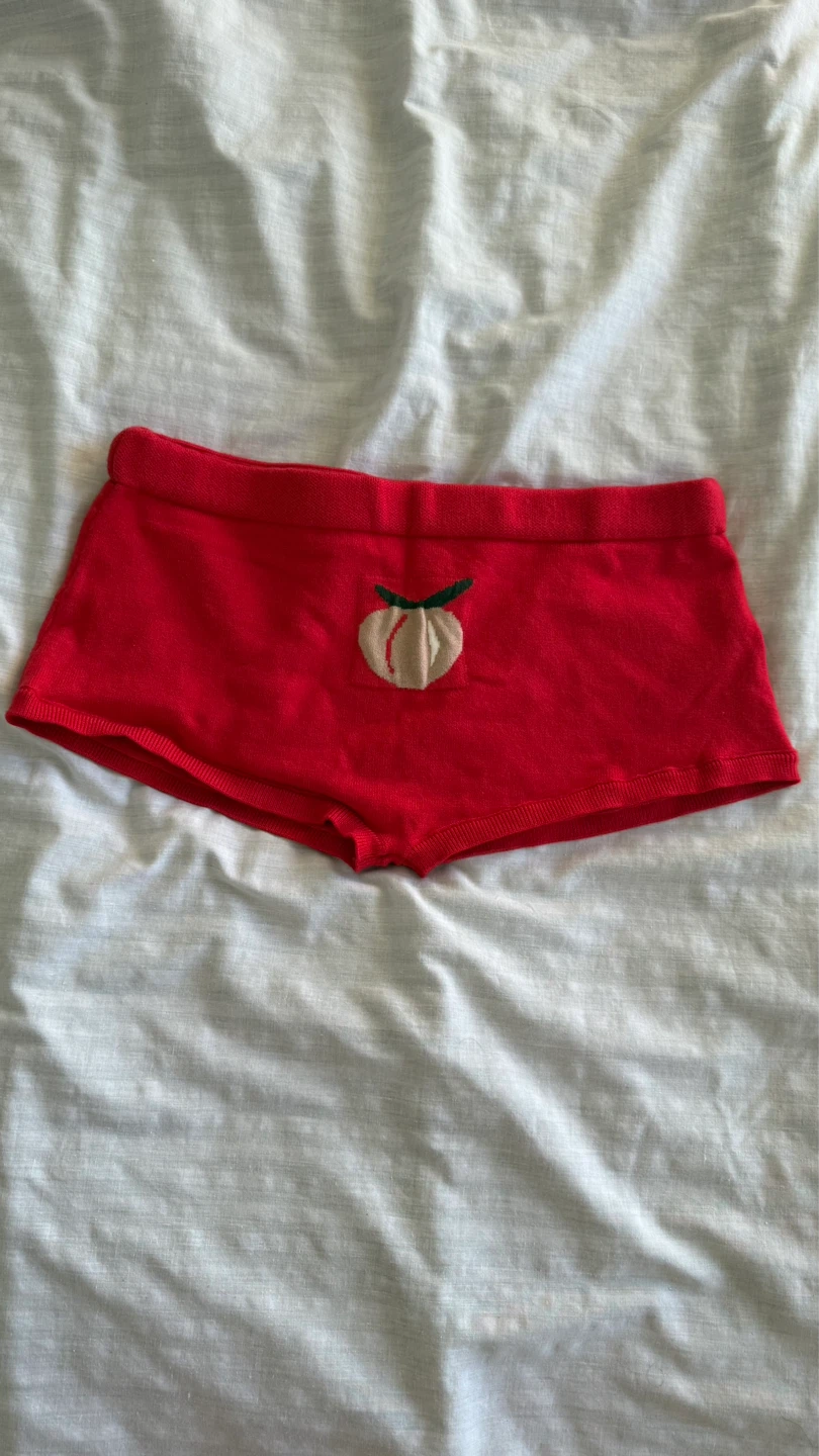 Red Boxer Briefs with Peach Embroidery