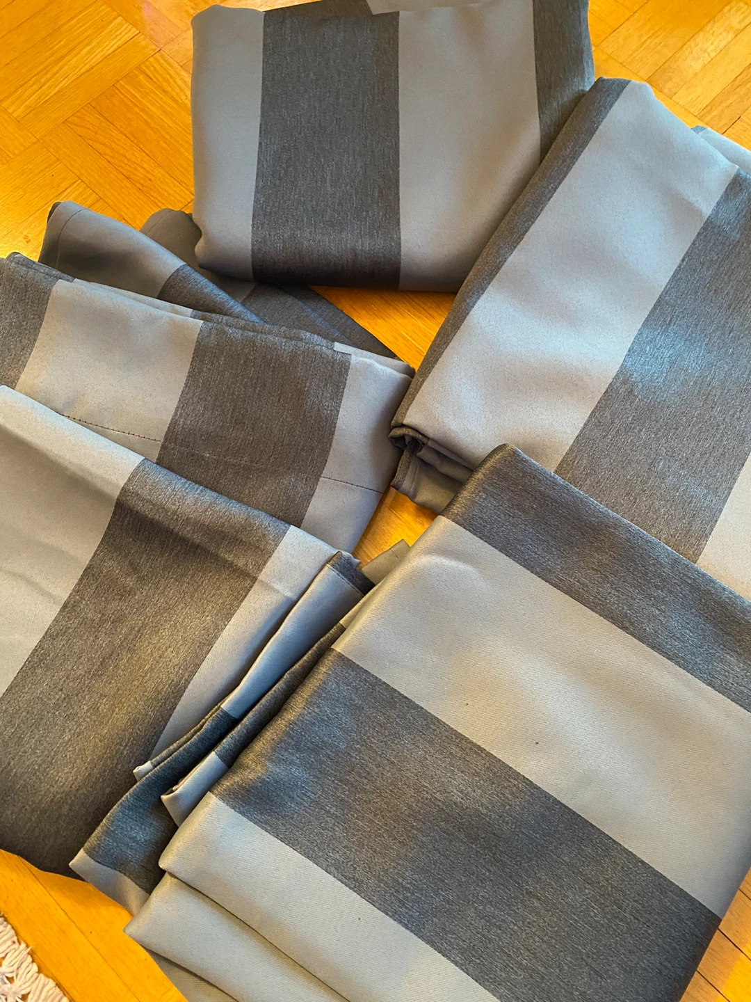 Set of 4 & 3Black and Grey Textured Geometric Curtains