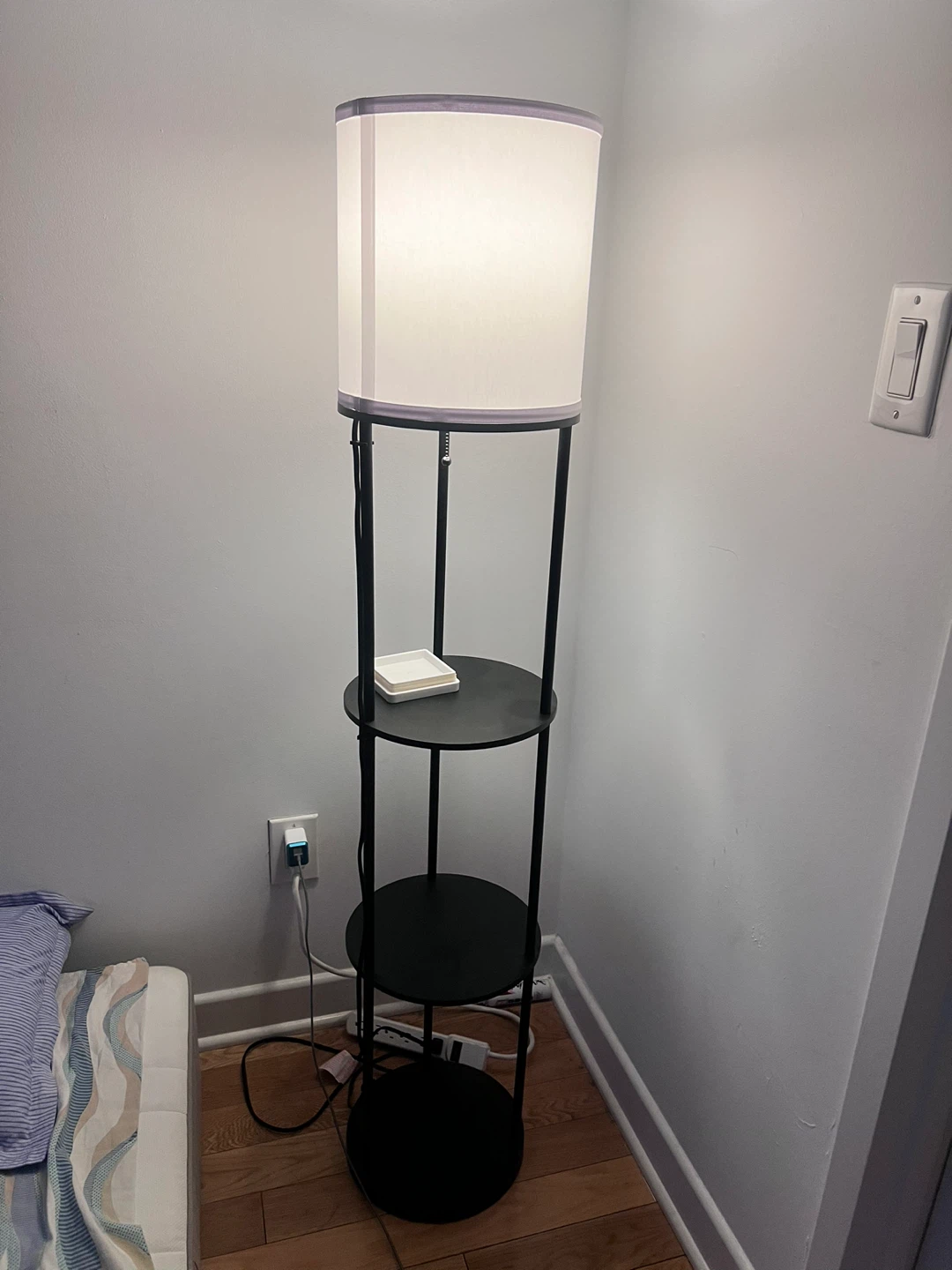 Black Floor Lamp with Shelves