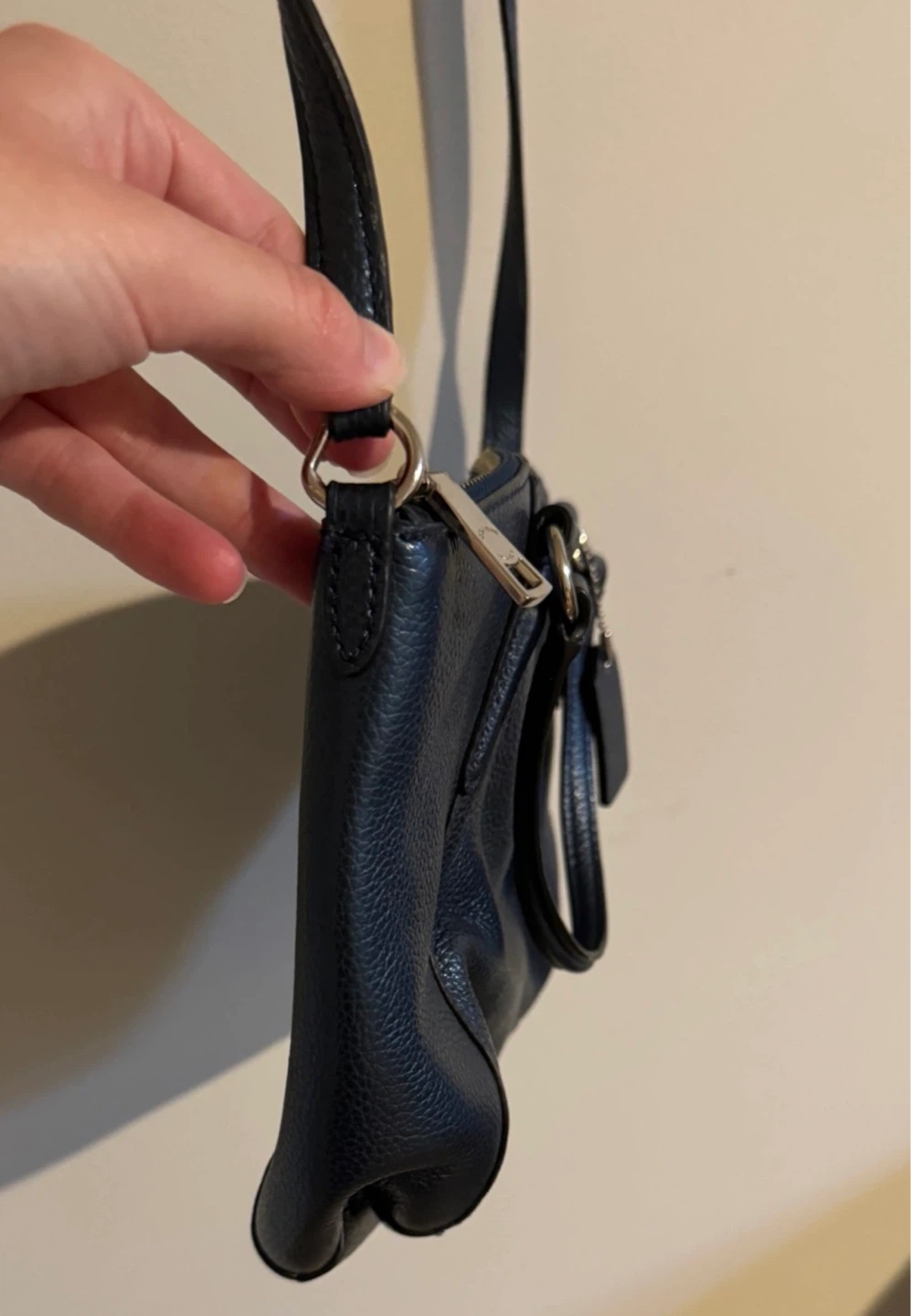 Coach Pebbled Leather Metallic Navy Blue Crossbody Bag - photo 4