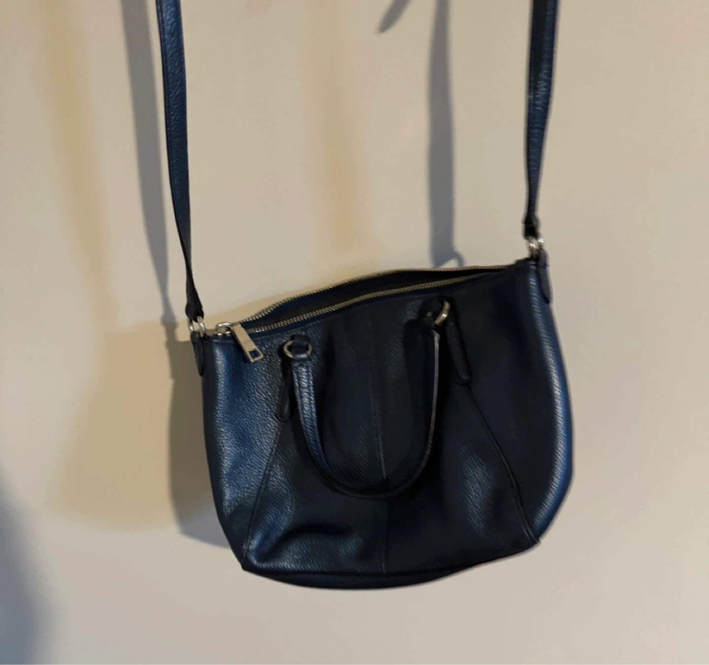 Coach Pebbled Leather Metallic Navy Blue Crossbody Bag - photo 2