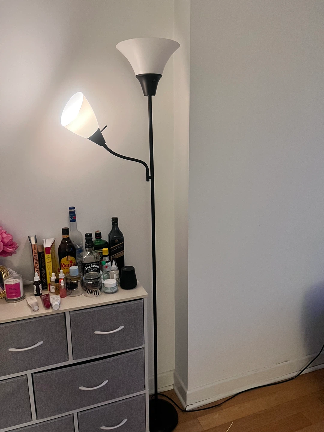Dual Head Floor Lamp with Adjustable Reading Light