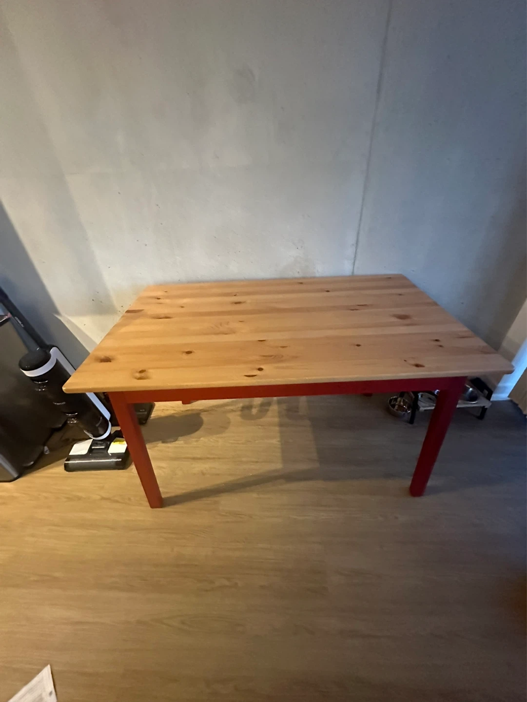 IKEA Wooden Dining Table with Red Legs
