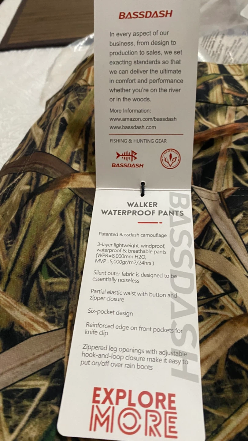NEW Bassdash Walker Waterproof Pants - 32"W / 32"L - photo 3