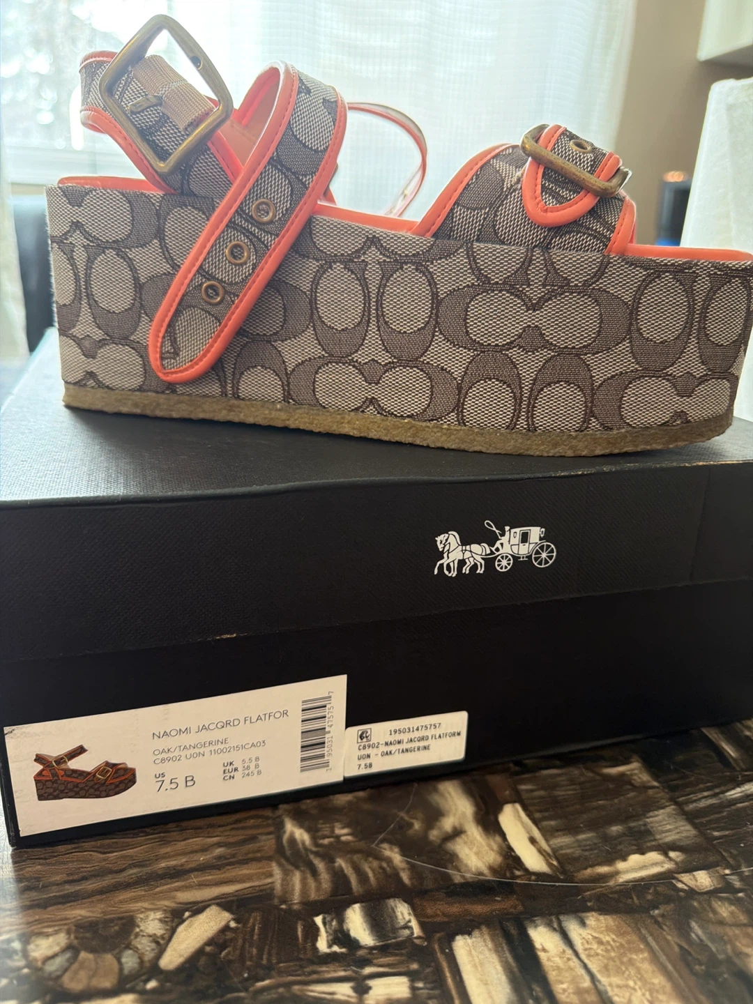 Coach Naomi Jacquard Platform Sandals Size 7.5