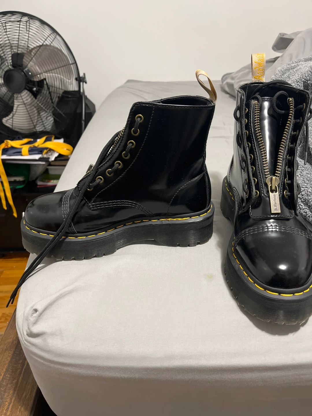 Dr. Martens Black Patent Leather Platform Boots with Zippers - photo 2