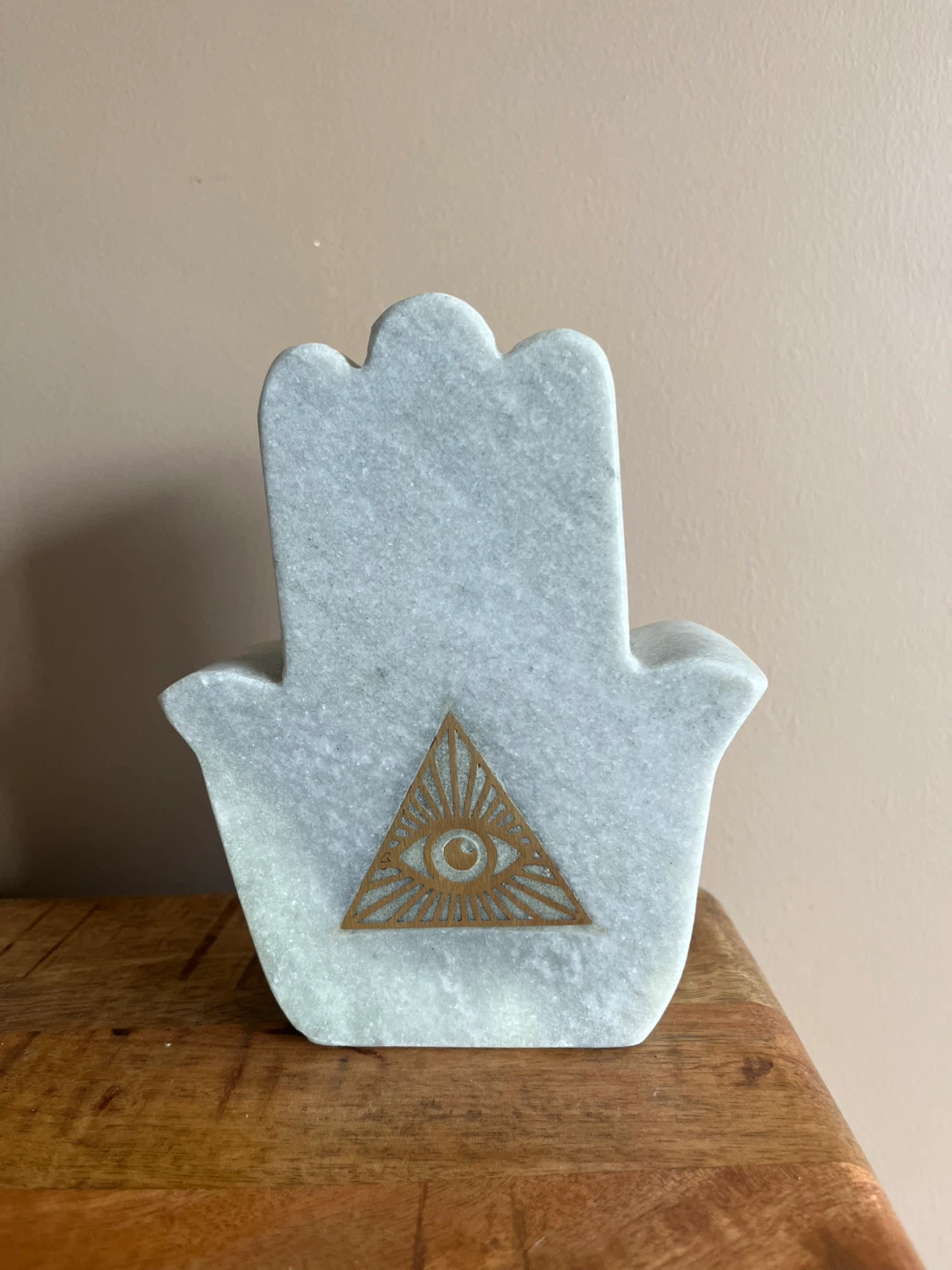 Marble Hamsa Hand with Eye of Providence Decor