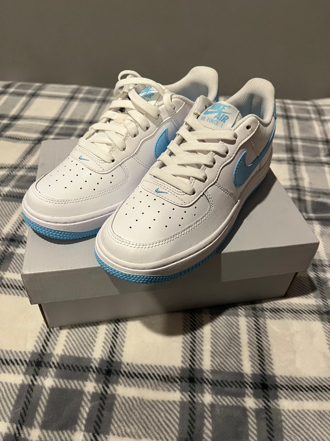 Nike Air Force 1 White/Light Blue Sneakers - photo 3