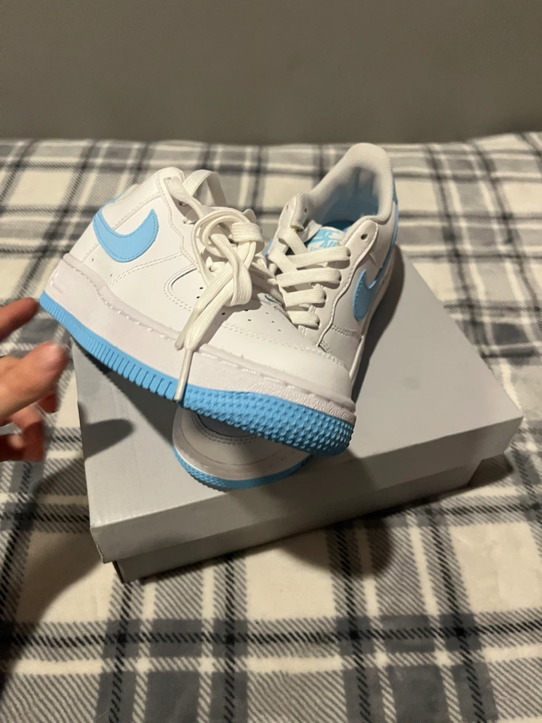 Nike Air Force 1 White/Light Blue Sneakers - photo 5