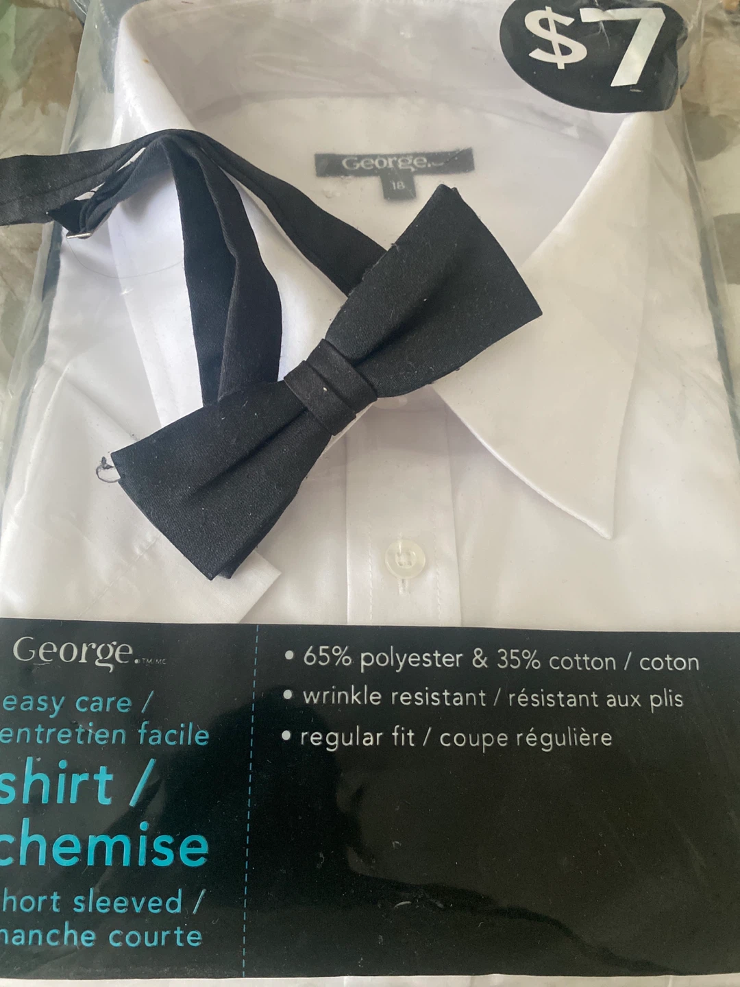 George Mens Dress Shirt & Bow Tie Set - White