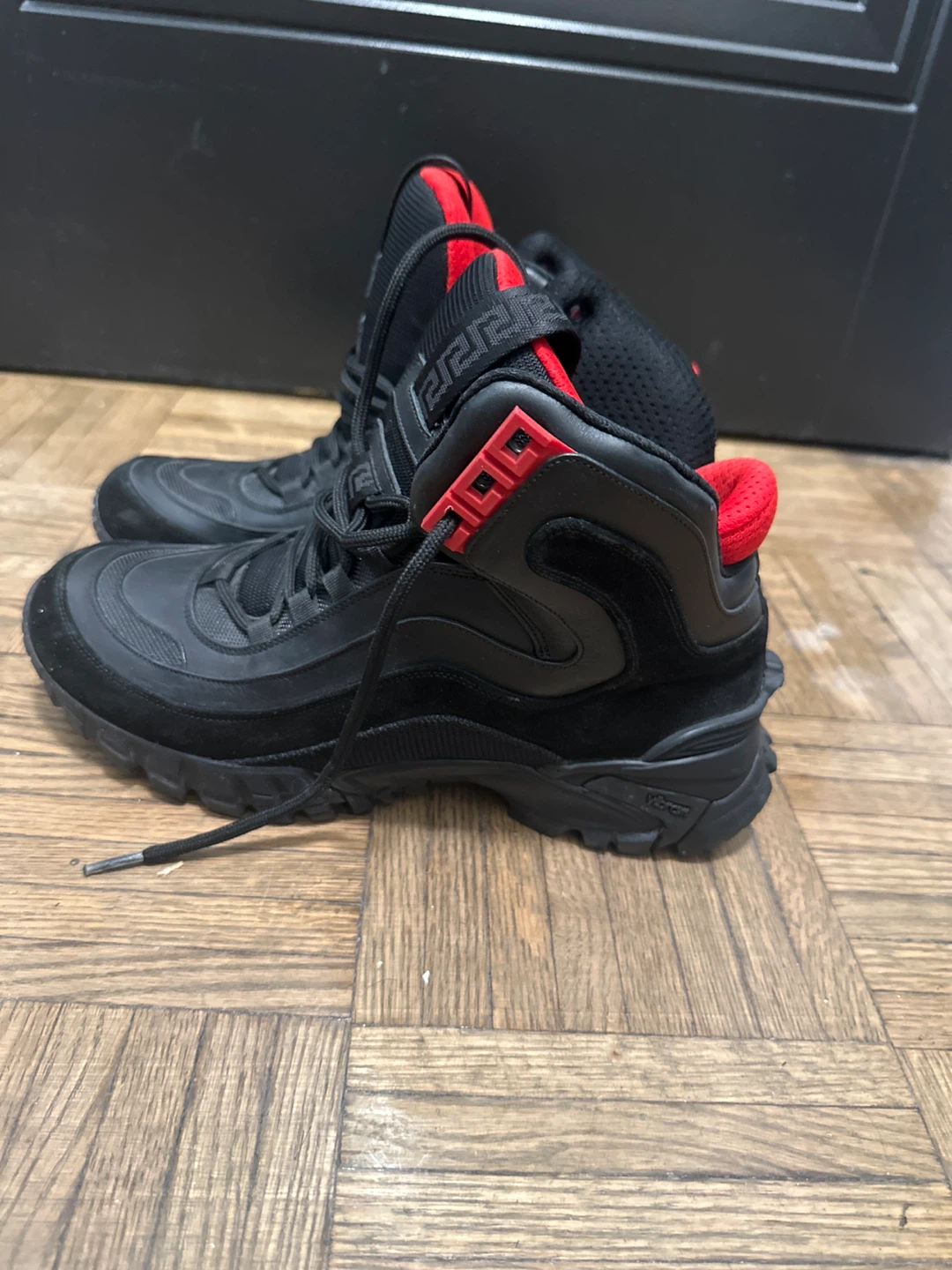 Versace Black & Red High-Top Sneakers