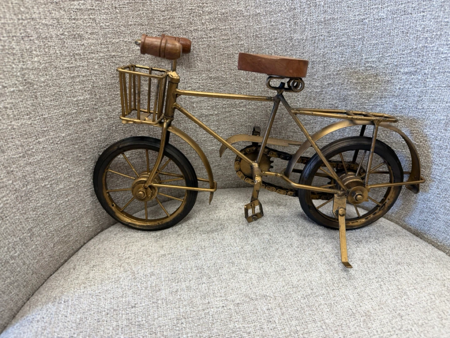 Decorative Metal Bicycle with Basket and Wood Accents - photo 3