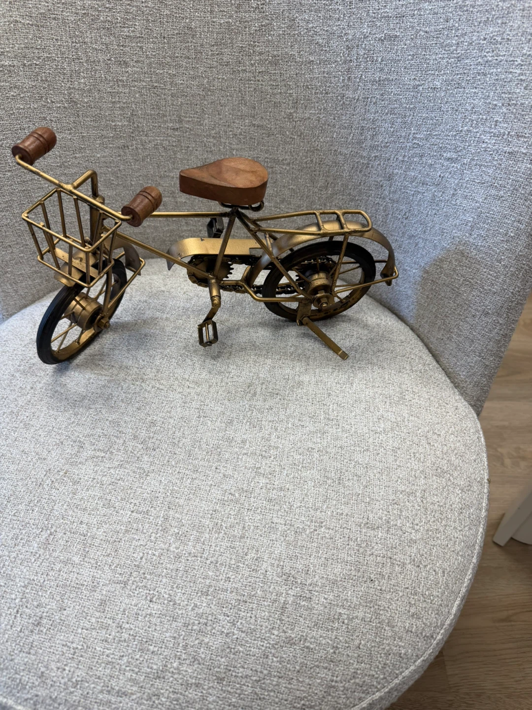 Decorative Metal Bicycle with Basket and Wood Accents