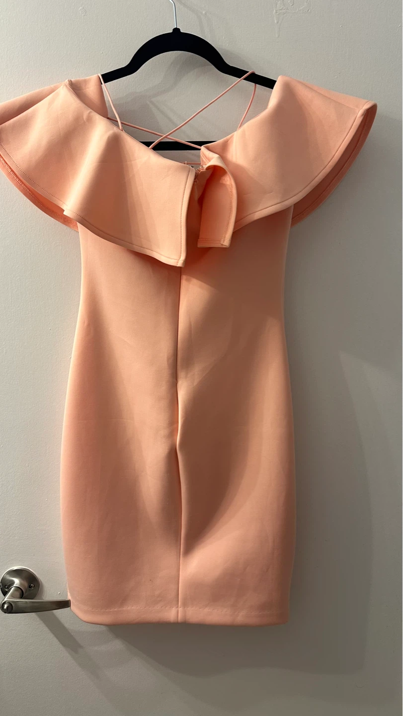 Guess Peach Off-the-Shoulder Ruffle Dress Size S - photo 3