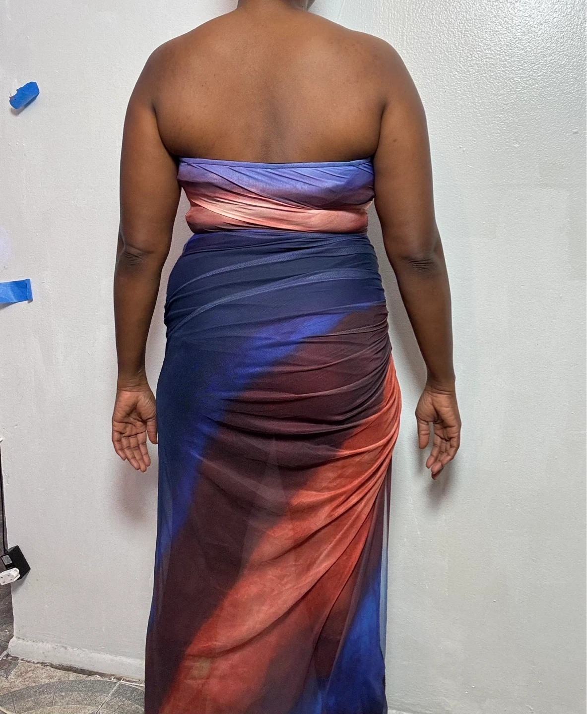 Women's Strapless Ruched Mesh Maxi Dress - photo 3