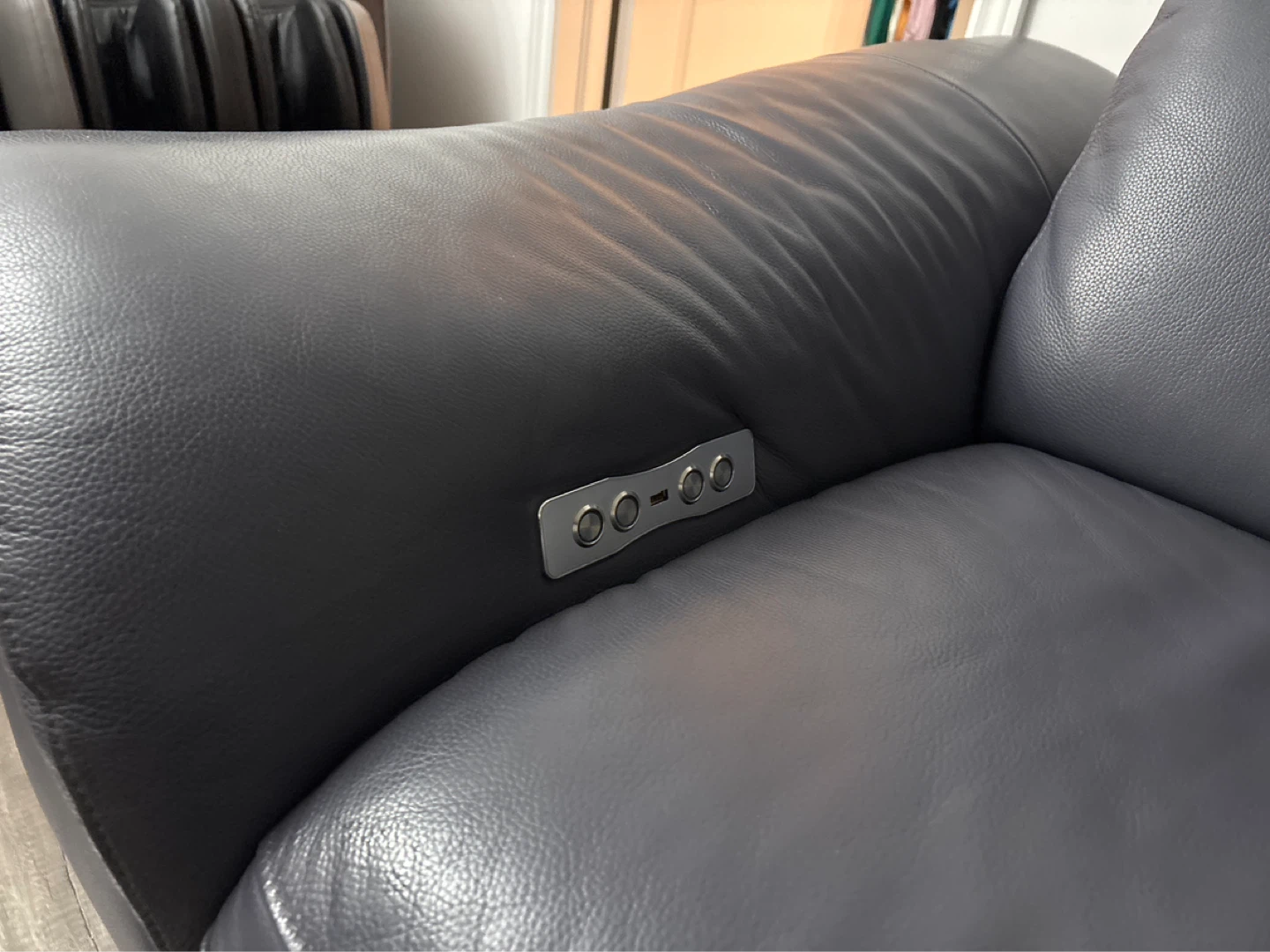 Grey Leather Sectional Recliner Sofa - photo 2