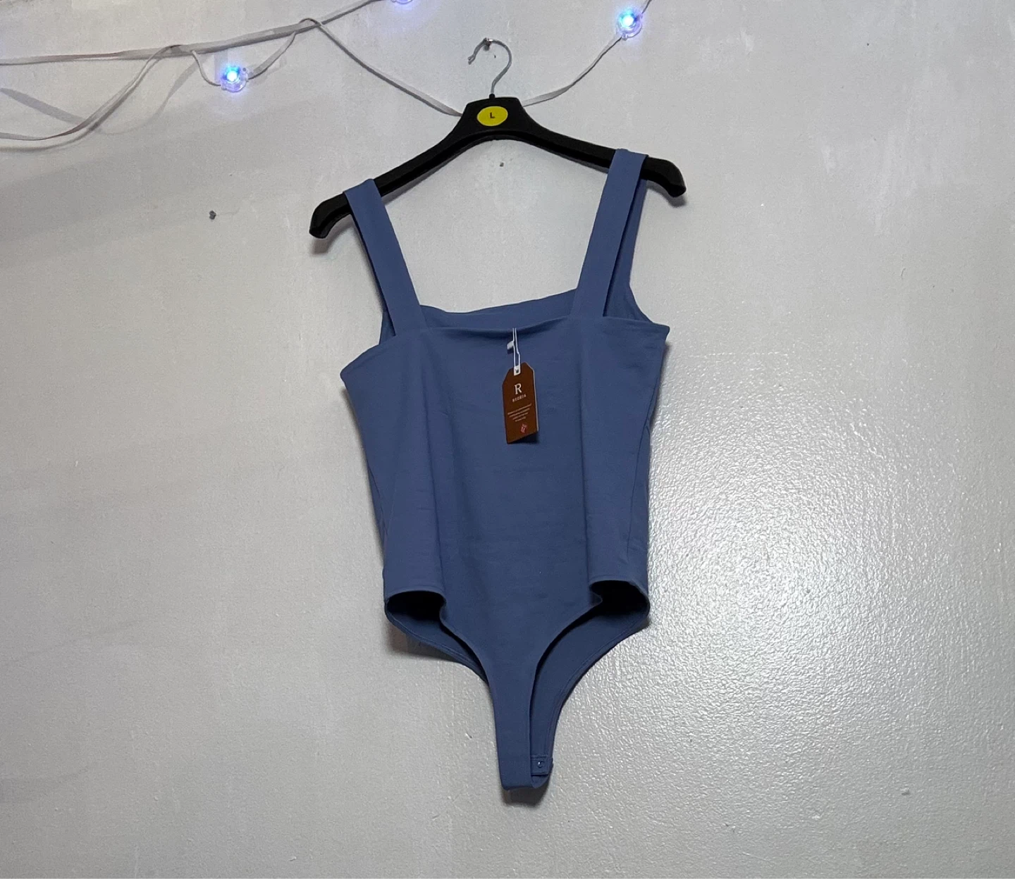 Blue Square Neck Thong Bodysuit - photo 3
