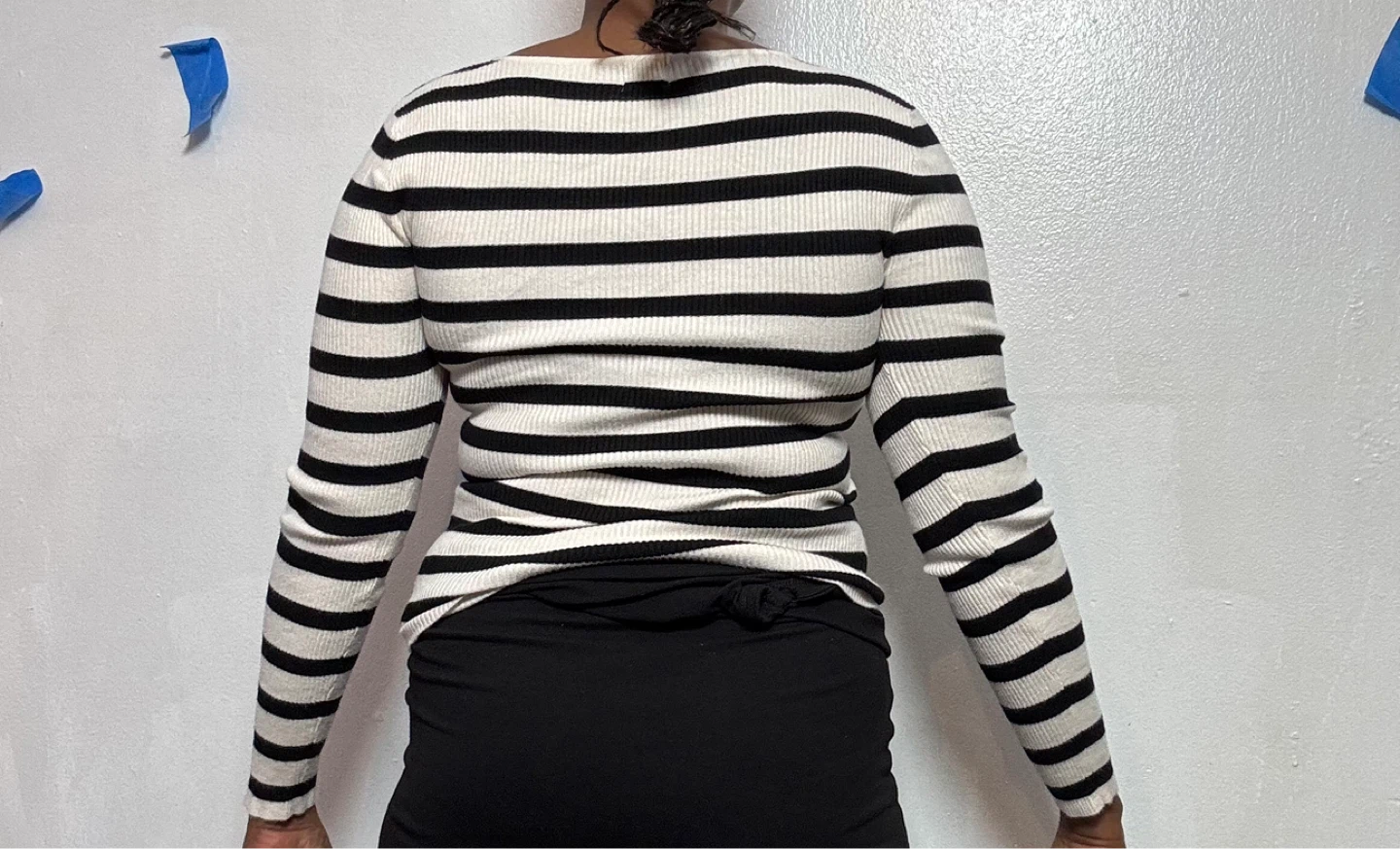 A New Day Black & White Striped Long Sleeve Sweater - Size M - photo 3