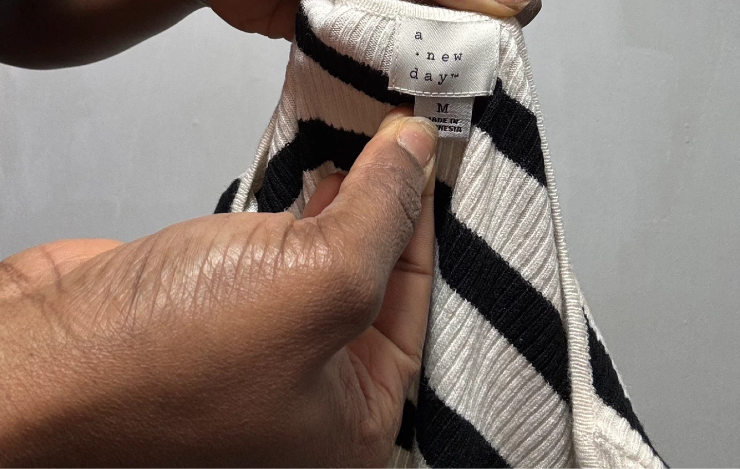 A New Day Black & White Striped Long Sleeve Sweater - Size M - photo 4