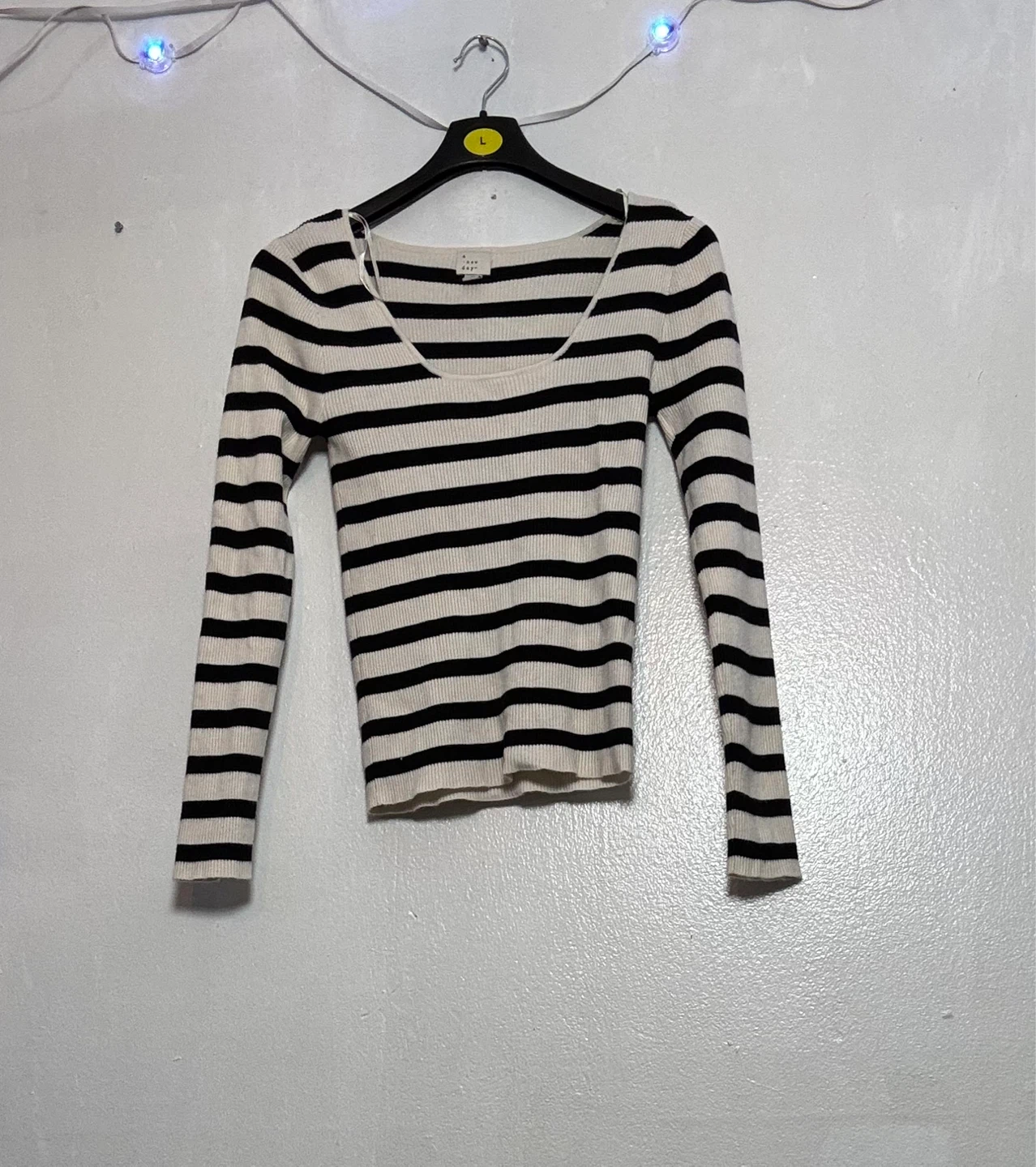 A New Day Black & White Striped Long Sleeve Sweater - Size M