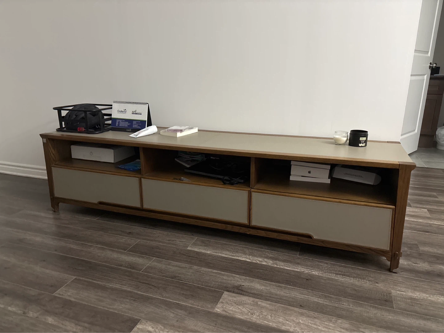 Wooden Media Console with Storage