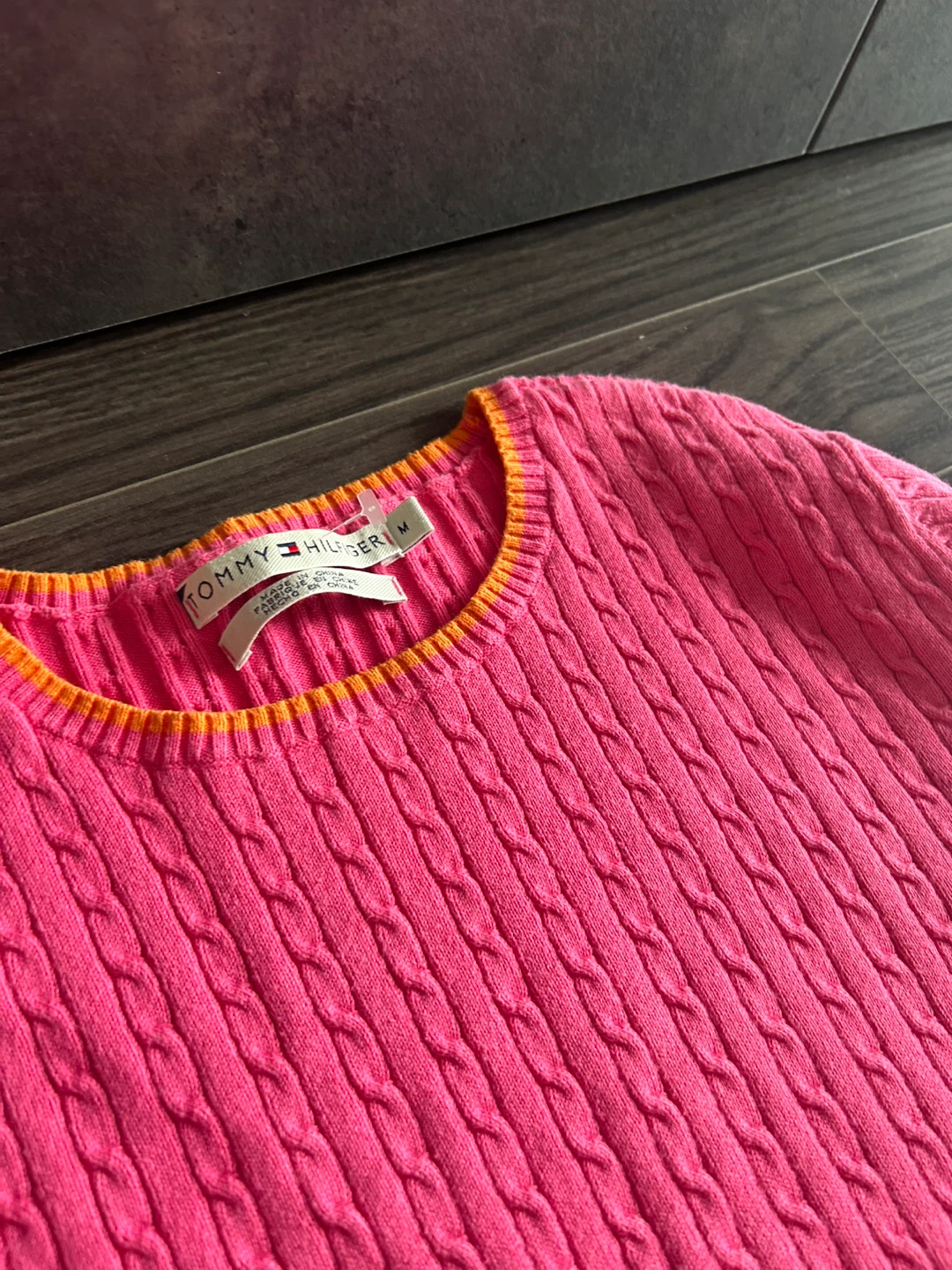 Tommy Pink cableknit sweater size medium , cotton blend - photo 3