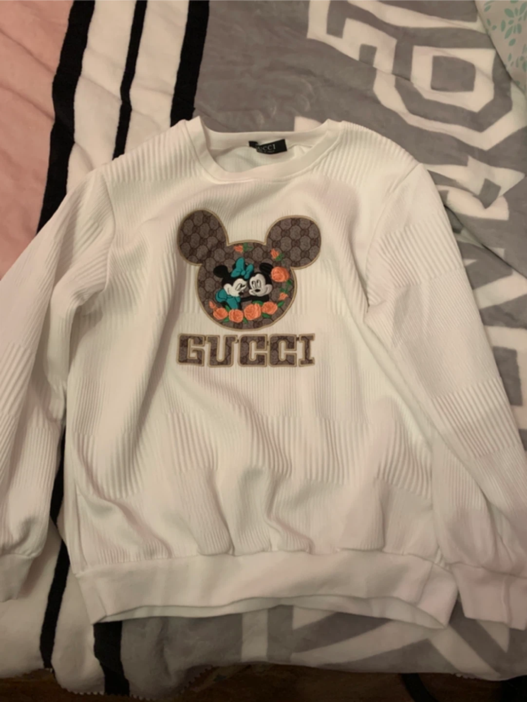 White Mickey & Minnie Mouse Sweatshirt