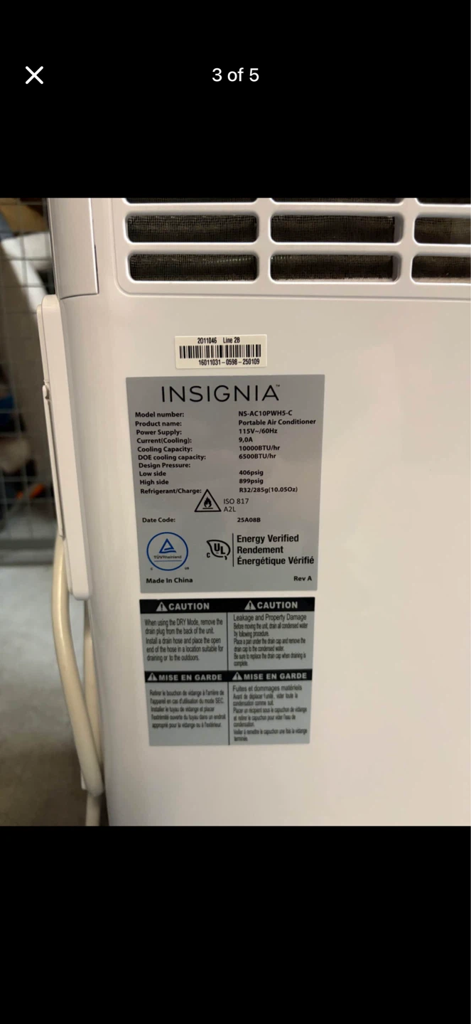 Insignia 10,000 BTU Portable Air Conditioner NS-AC10PWHS-C - photo 3