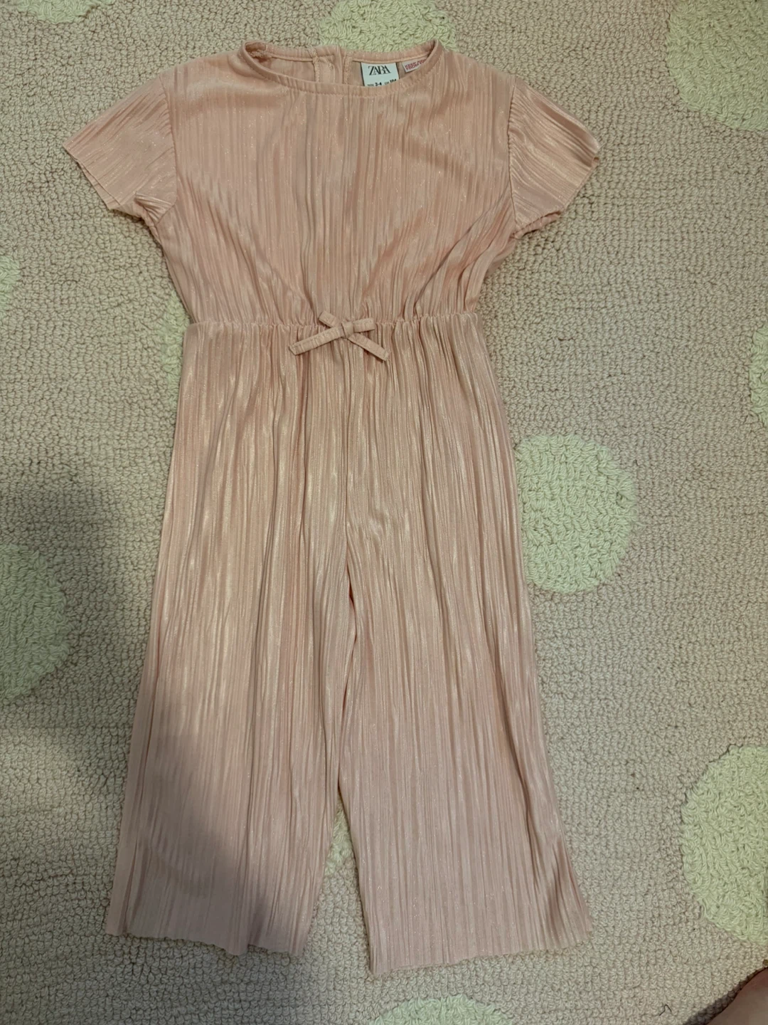 Zara Pink Pleated Jumpsuit - Size 3-4 Years