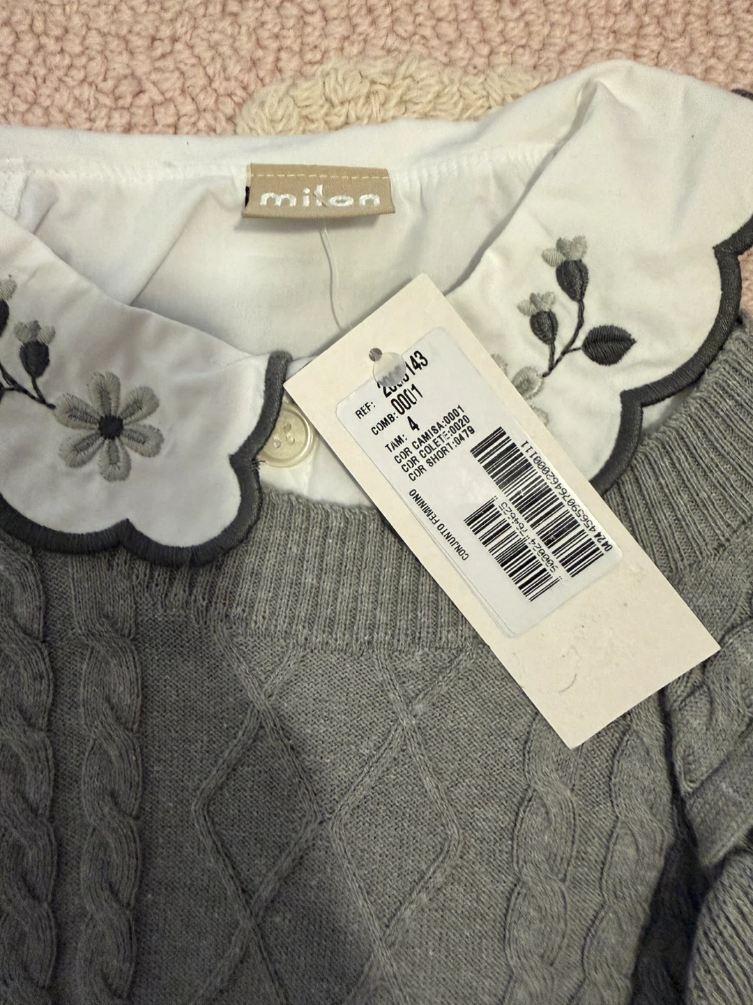 Milon Girls Grey Sweater with White Collared Shirt - Size 4 - photo 3
