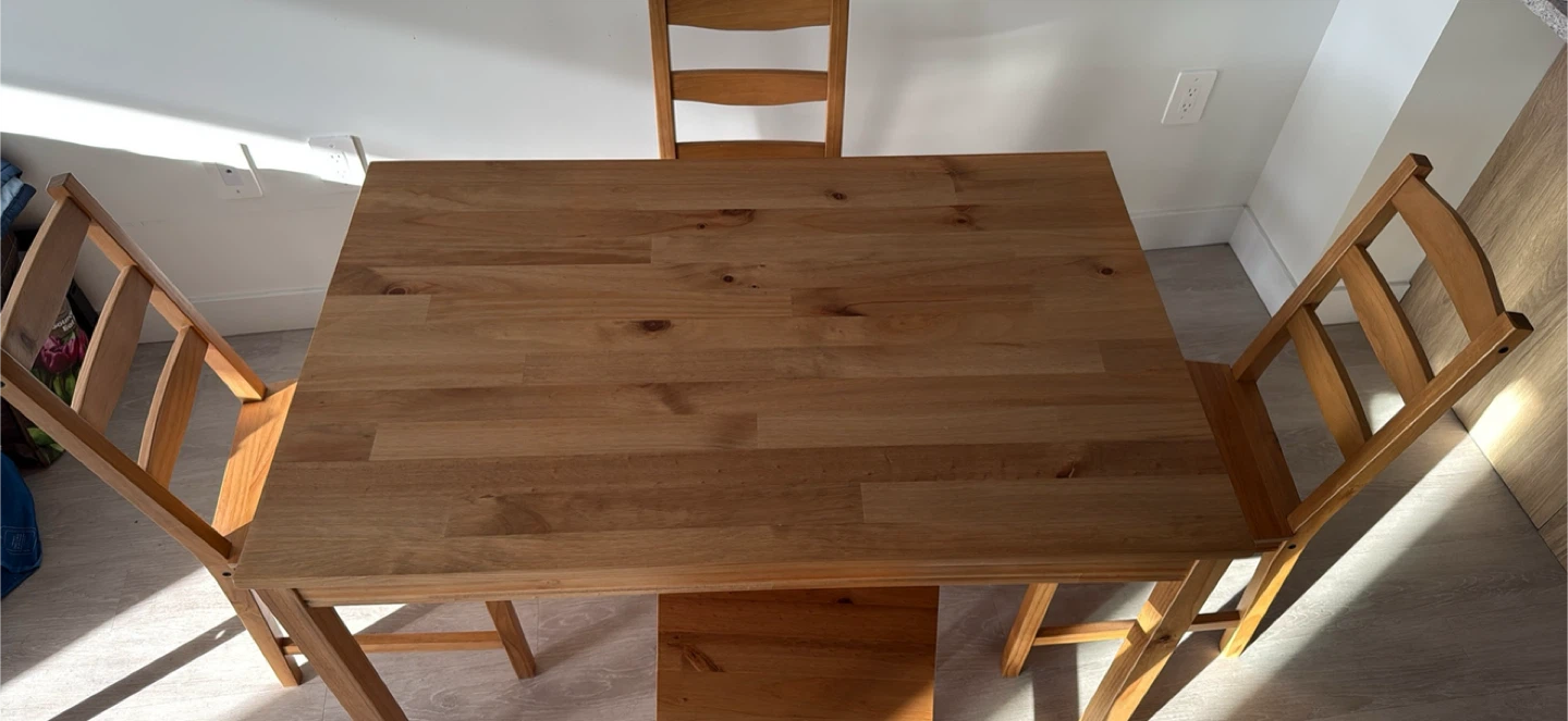 Wooden Dining Table with Four Chairs