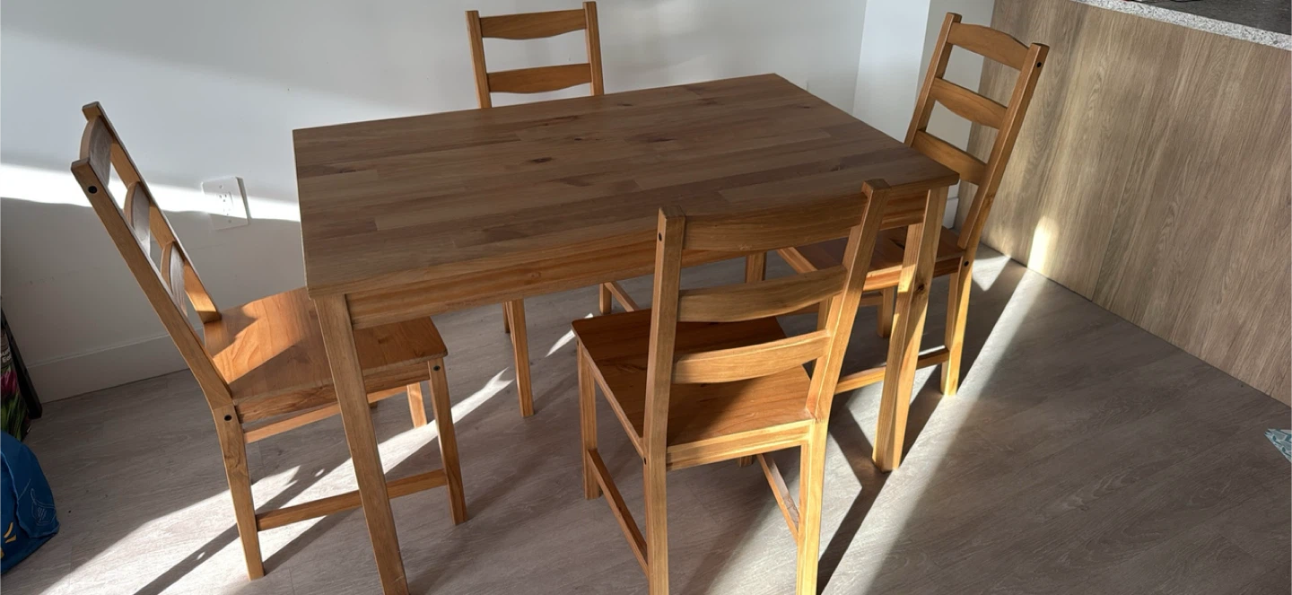 Wooden Dining Table with Four Chairs - photo 2