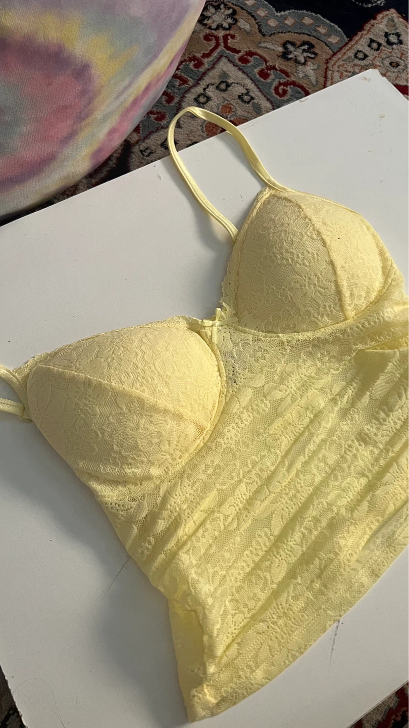 Yellow Lace Corset Top - Size S
