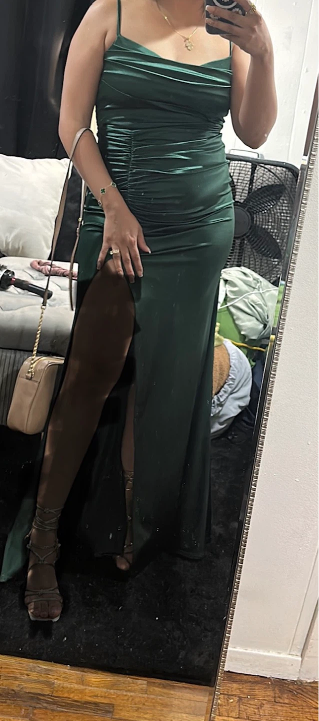 Women's Emerald Green Ruched Bodycon Dress - photo 2