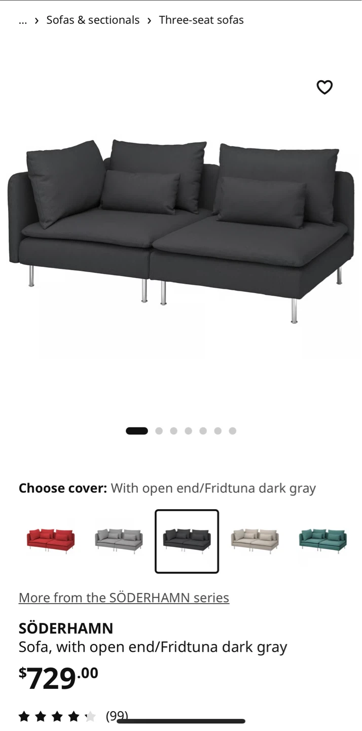 IKEA SÖDERHAMN Sofa with open end - Dark Gray - photo 2