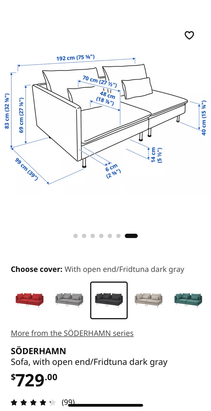 IKEA SÖDERHAMN Sofa with open end - Dark Gray - photo 3