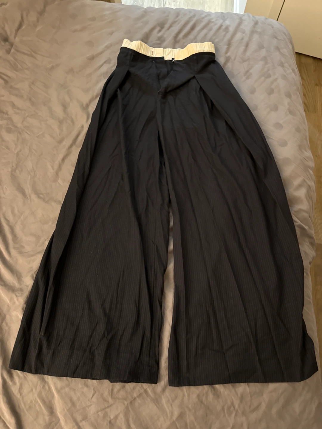 ZARA Black Pinstripe Wide Leg Pants