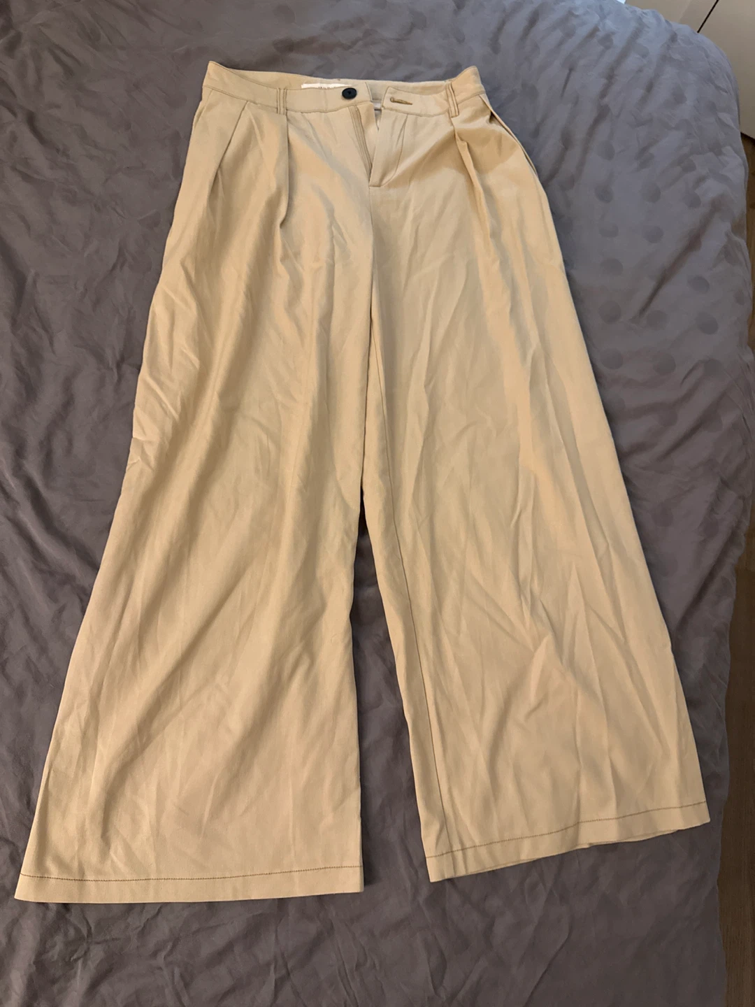 New All in Studios Beige Wide Leg Pants Size L