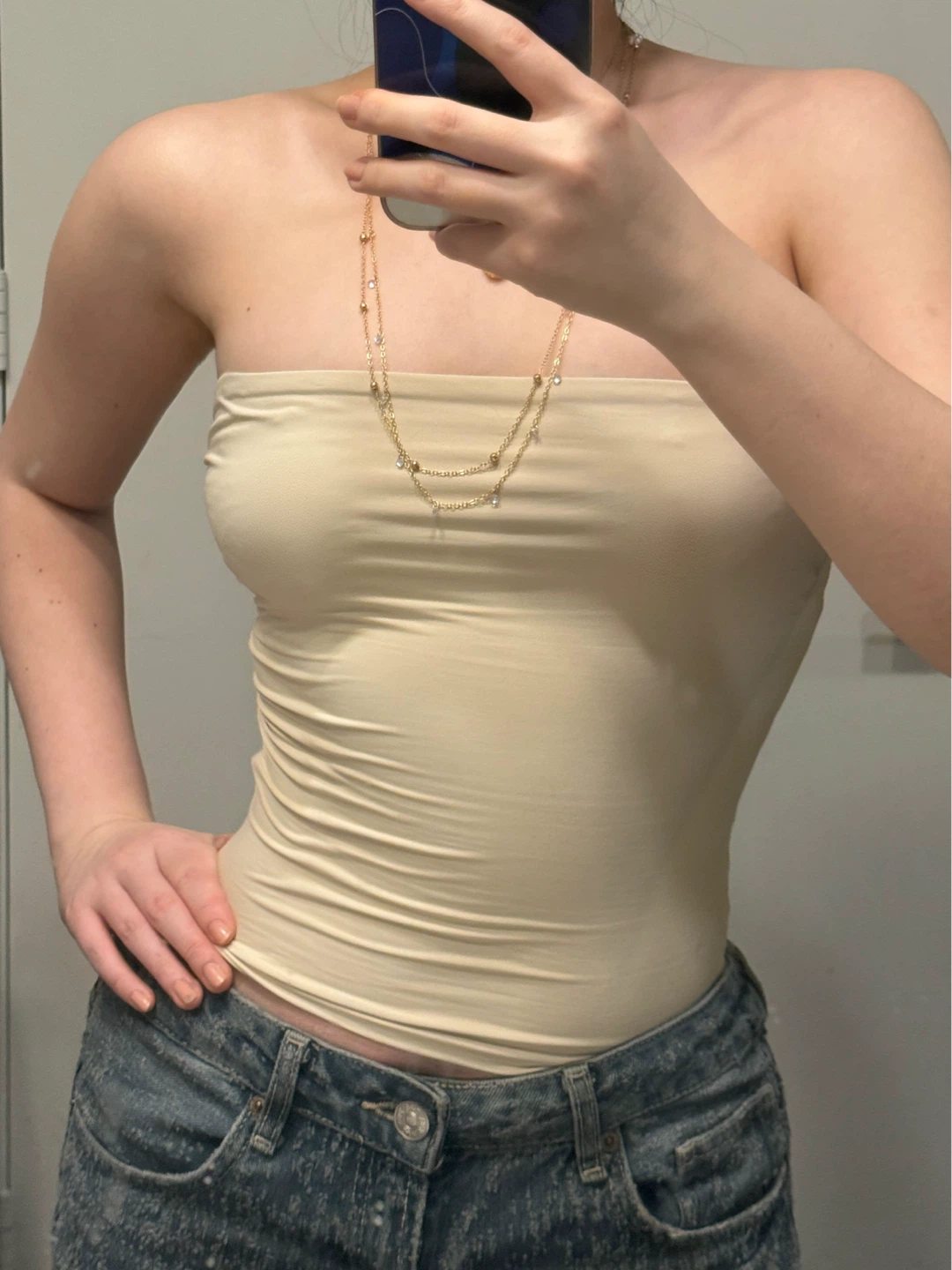 New Women's Strapless Tube Top - Beige